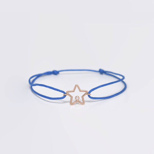 Yıldız pırlanta ve altın ip bileklik