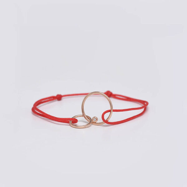 Yuvarlak Pırlanta ve Altın İp Bileklik