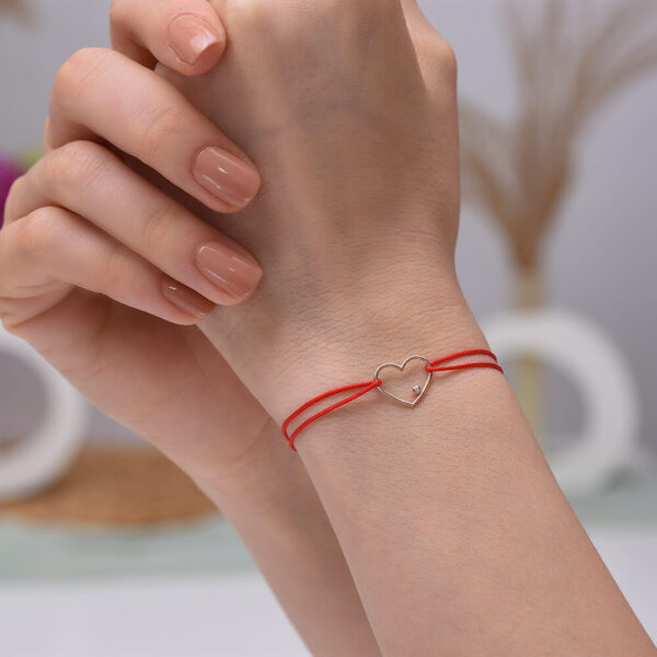 Kalp Pırlanta ve Altın İp Bileklik