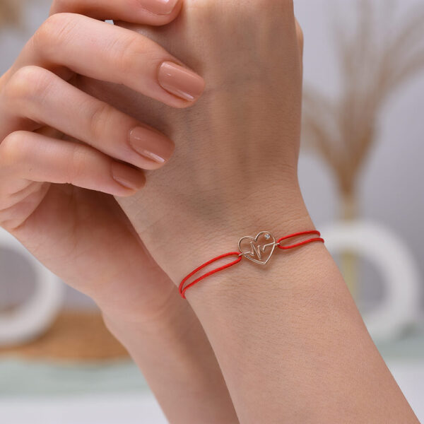 Kalp - Sağlık Pırlanta ve Altın İp Bileklik