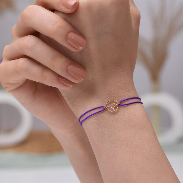 Lotus Pırlanta ve Altın İp Bileklik