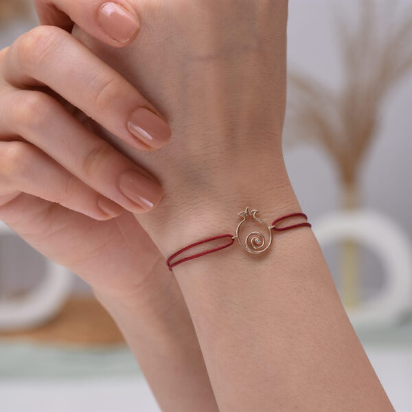 Nar Pırlanta ve Altın İp Bileklik