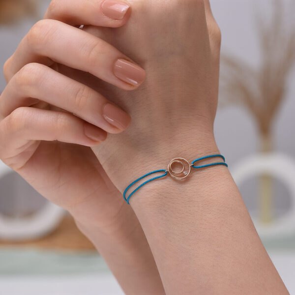 Yuvarlak Pırlanta ve Altın İp Bileklik