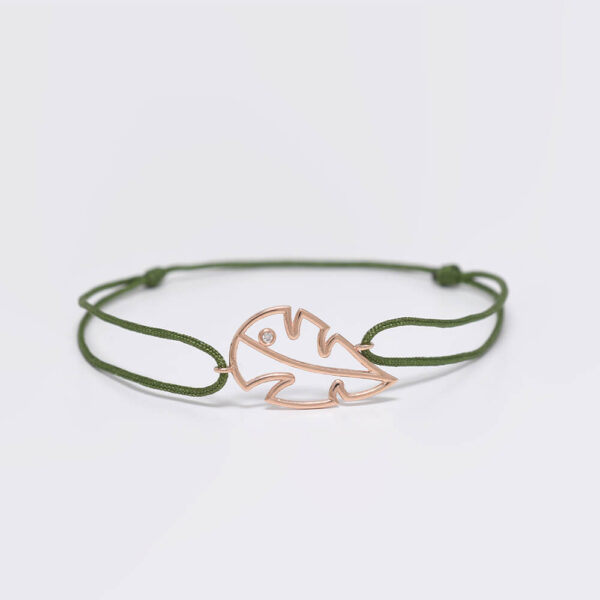 Yaprak Pırlanta ve Altın İp Bileklik