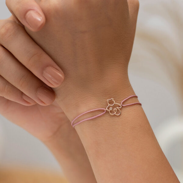 Ayıcık pırlanta ve altın ip bileklik