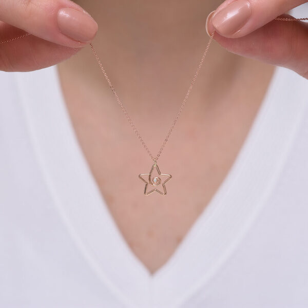 Bir dilek tut pırlanta ve altın kolye