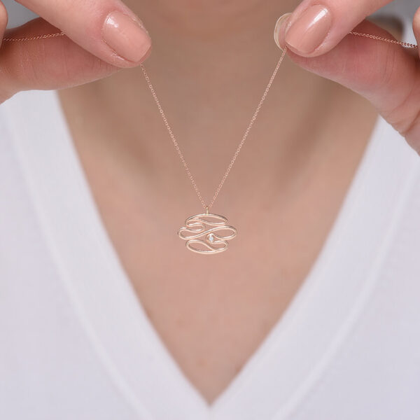 Dalga pırlanta ve altın kolye