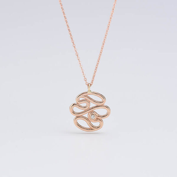 Dalga pırlanta ve altın kolye