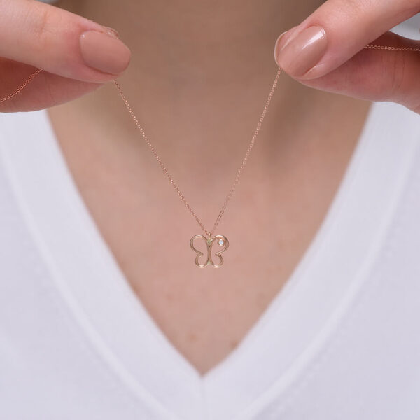 Kelebek pırlanta ve altın kolye