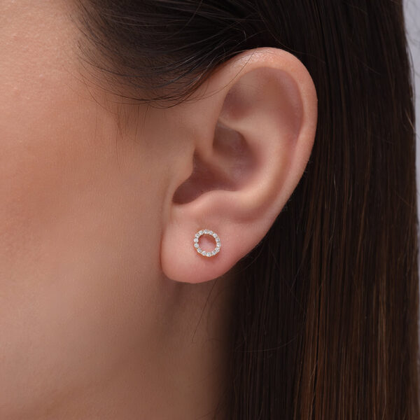 Yuvarlak Pırlanta ve altın küpe