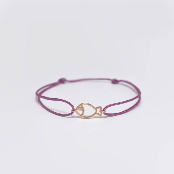 Balık pırlanta ve altın ip bileklik