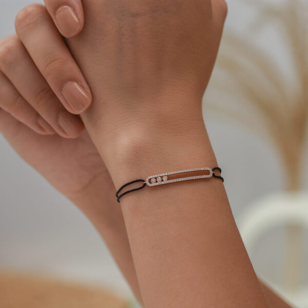 Bar pırlanta ve altın ip bileklik