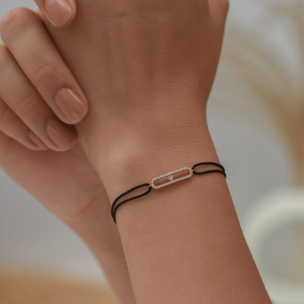 Bar pırlanta ve altın ip bileklik