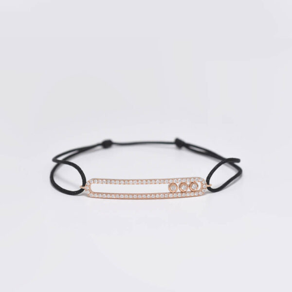 Bar pırlanta ve altın ip bileklik