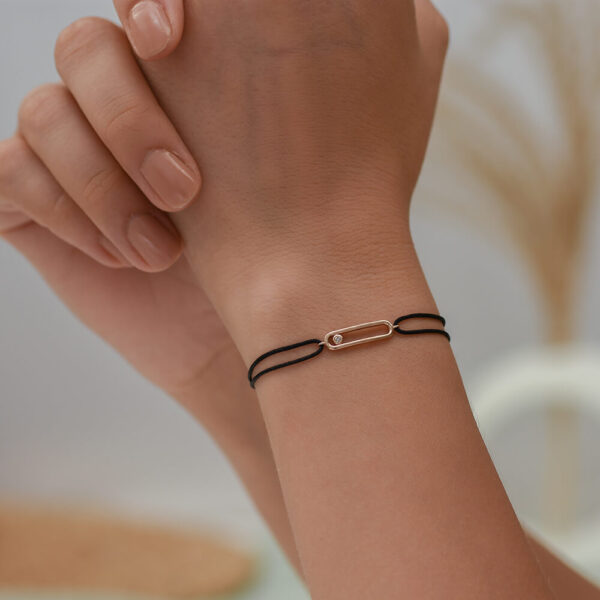 Bar pırlanta ve altın ip bileklik