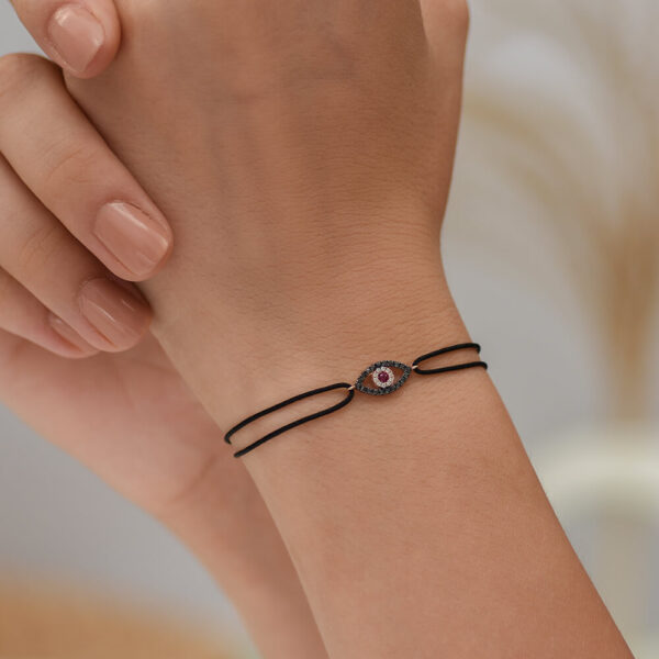 Göz Pırlanta & Ametist ve Altın İp Bileklik