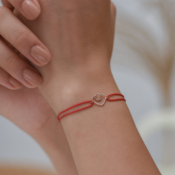 Kalp pırlanta ve altın ip bileklik