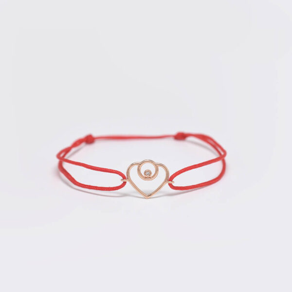 Kalp pırlanta ve altın ip bileklik