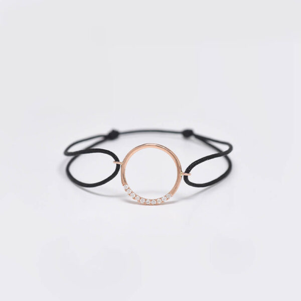 Yuvarlak Pırlanta ve Altın İp Bileklik