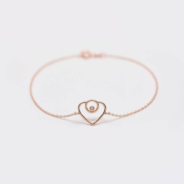 Kalp pırlanta ve altın bileklik