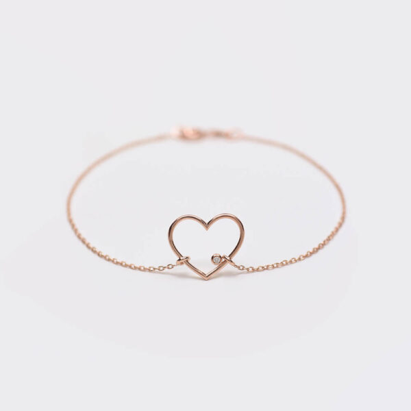 Kalp Pırlanta ve Altın Bileklik