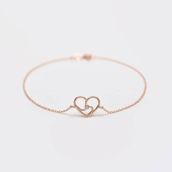 Kalp pırlanta ve altın bileklik