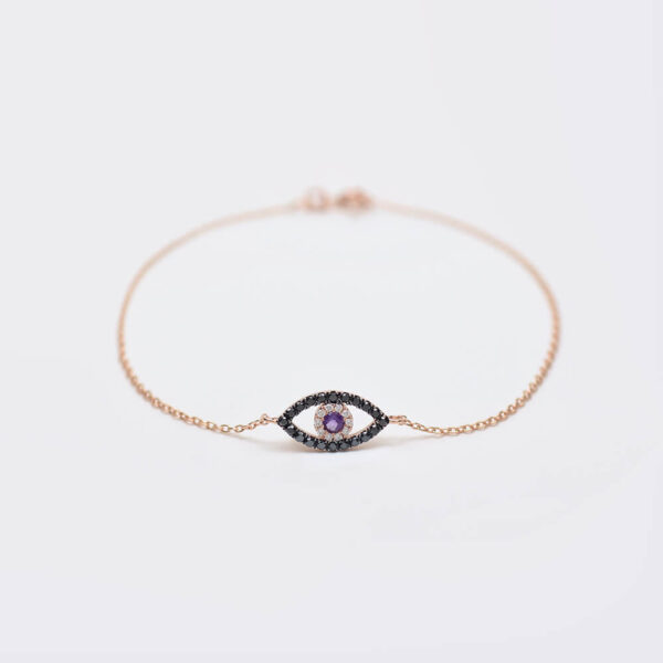 Göz Pırlanta & Ametist ve Altın Bileklik