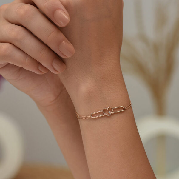 Kalp pırlanta ve altın bileklik