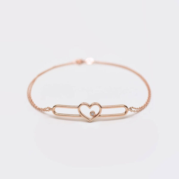 Kalp pırlanta ve altın bileklik