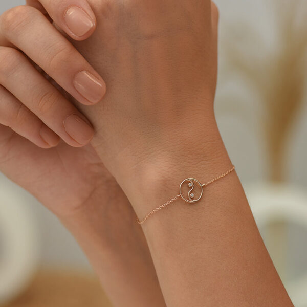 Yin Yang pırlanta ve altın bileklik