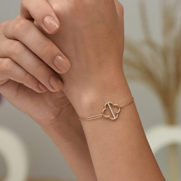 Yonca pırlanta ve altın bileklik