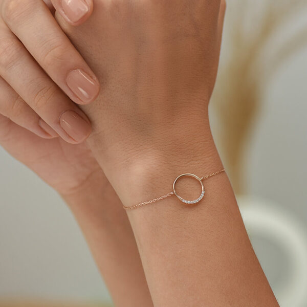 Yuvarlak Pırlanta ve Altın Bileklik