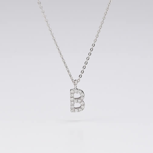 B harf pırlanta ve altın kolye