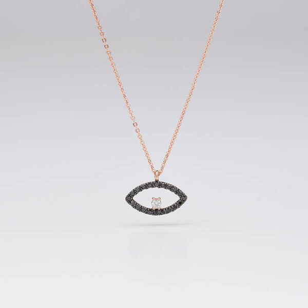 Göz pırlanta & siyah ve altın kolye